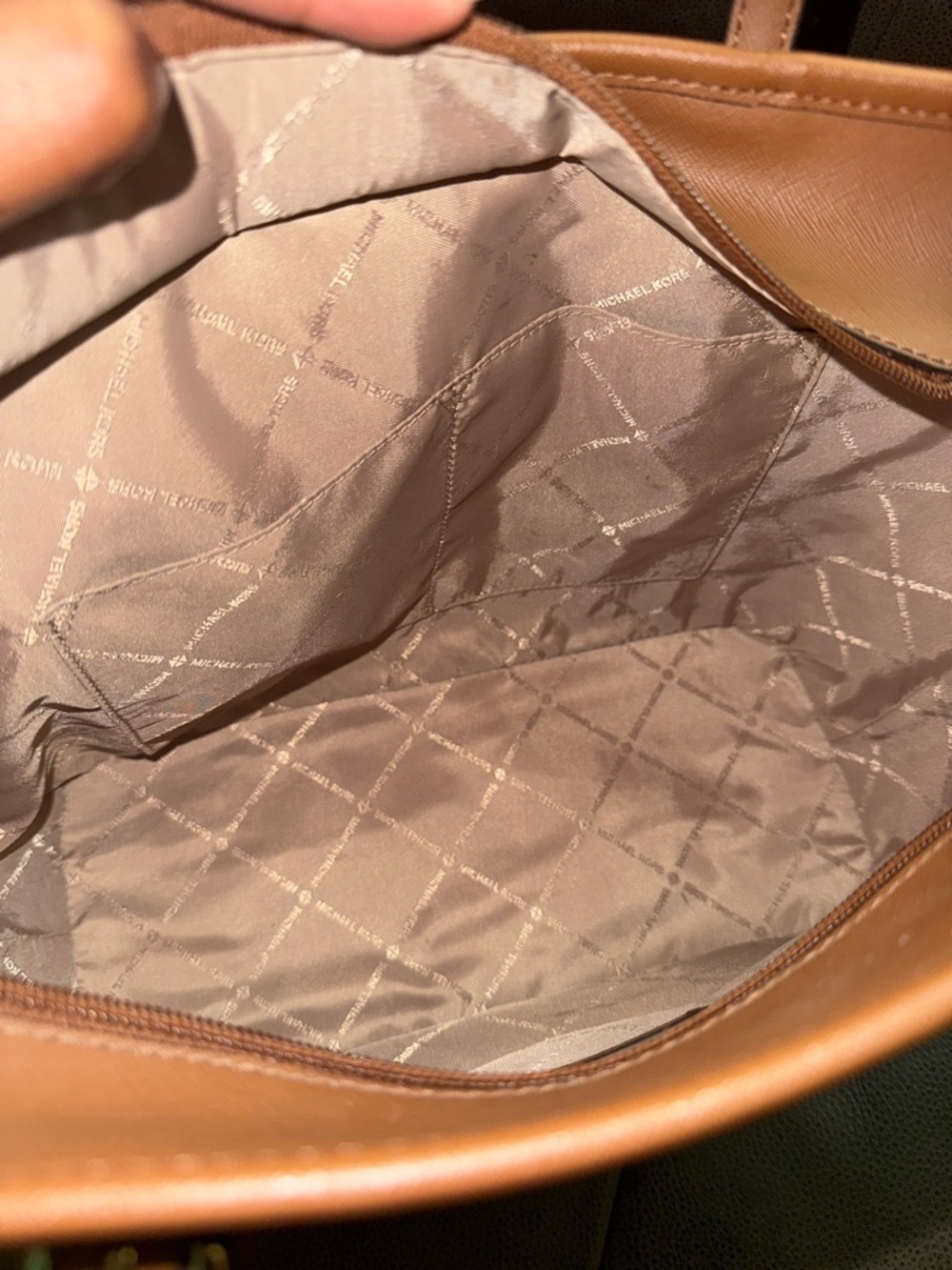 Michael Kors Brown Logo-Print Tote with Tan Leather Trim - Picture 8 of 11